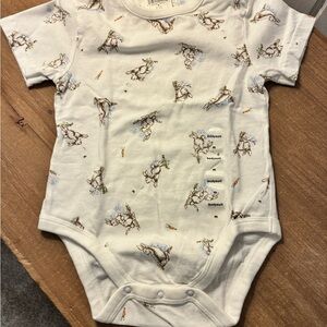 Vintage Baby GAP White Short-Sleeve Onesie with a Brown Bunny Print